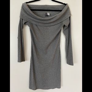 Grey Off-The-Should Bodycon Dress